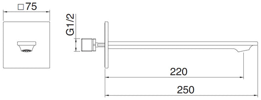 Rubinetterie Treemme Q30 Bocca Getto Erogazione Acqua Incasso A Muro 220 mm Materiale Ottone Finitura Cromata