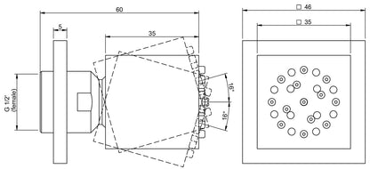 Rubinetterie Treemme Q30 Soffione Doccia Laterale A Parete Materiale Metallo Finitura Cromata 35x35 mm