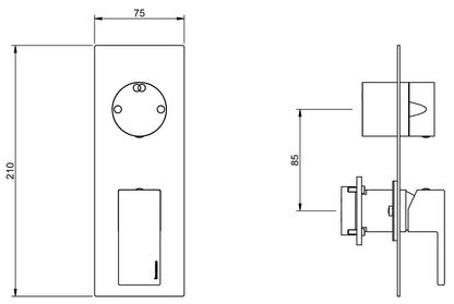 Rubinetterie Treemme Q30 Miscelatore Monocomando Doccia Incasso Con Deviatore 2 Uscite Materiale Ottone Finitura Cromata