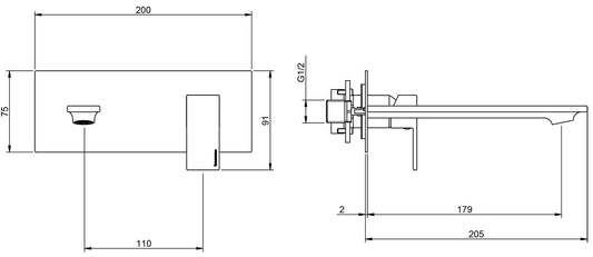 Rubinetterie Treemme Q30 Miscelatore Monocomando Lavabo Incasso 180 mm Materiale Ottone Finitura Cromata