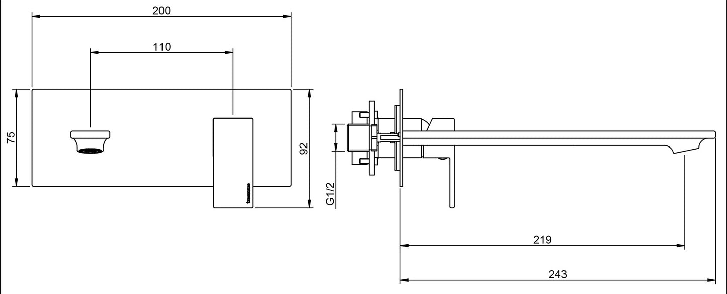Rubinetterie Treemme Q30 Miscelatore Monocomando Lavabo Incasso 220 mm Materiale Ottone Finitura Cromata