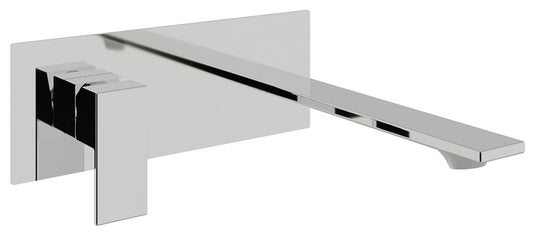 Rubinetterie Treemme Q30 Rubinetto Lavabo 180 Incasso A Muro Con Piastra Monocomando 1 Leva Parte Interna Esterna 2 Fori Materiale Ottone Finitura Cromato Stile Moderno Lunghezza 200 mm