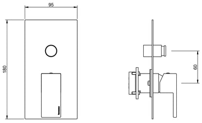 Rubinetterie Treemme Q30 Miscelatore Monocomando Vasca / Doccia Incasso Con Deviatore a 2 Vie Materiale Ottone Finitura Cromata