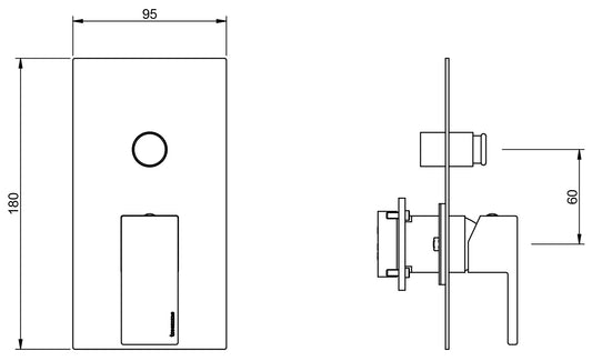 Rubinetterie Treemme Q30 Miscelatore Monocomando Vasca / Doccia Incasso Con Deviatore a 2 Vie Materiale Ottone Finitura Cromata