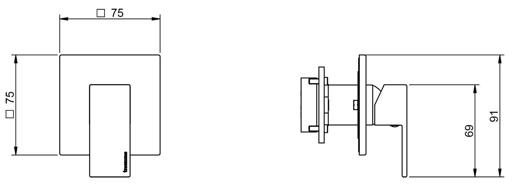 Rubinetterie Treemme Q30 Miscelatore Monocomando Remoto Lavabo Incasso Muro 1 Leva Parte Interna Esterna Incluse Monoforo Materiale Ottone Finitura Cromato Stile Moderno