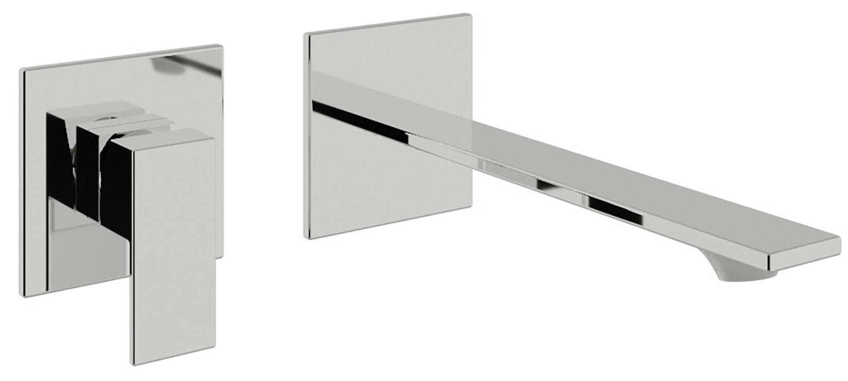 Rubinetterie Treemme Q30 Rubinetto Lavabo 190 Incasso Muro Senza Piastra Monocomando 1 Leva Parte Interna Esterna 2 Fori Materiale Ottone Finitura Cromato Stile Moderno Lunghezza 210 mm