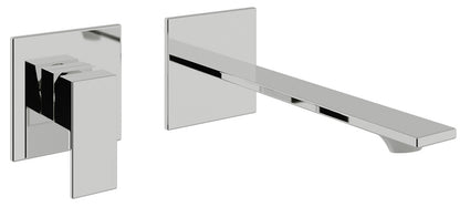 Rubinetterie Treemme Q30 Rubinetto Lavabo 190 Incasso Muro Senza Piastra Monocomando 1 Leva Parte Interna Esterna 2 Fori Materiale Ottone Finitura Cromato Stile Moderno Lunghezza 210 mm