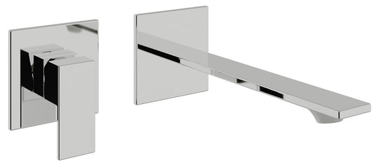 Rubinetterie Treemme Q30 Rubinetto Lavabo 190 Incasso Muro Senza Piastra Monocomando 1 Leva Parte Interna Esterna 2 Fori Materiale Ottone Finitura Cromato Stile Moderno Lunghezza 210 mm