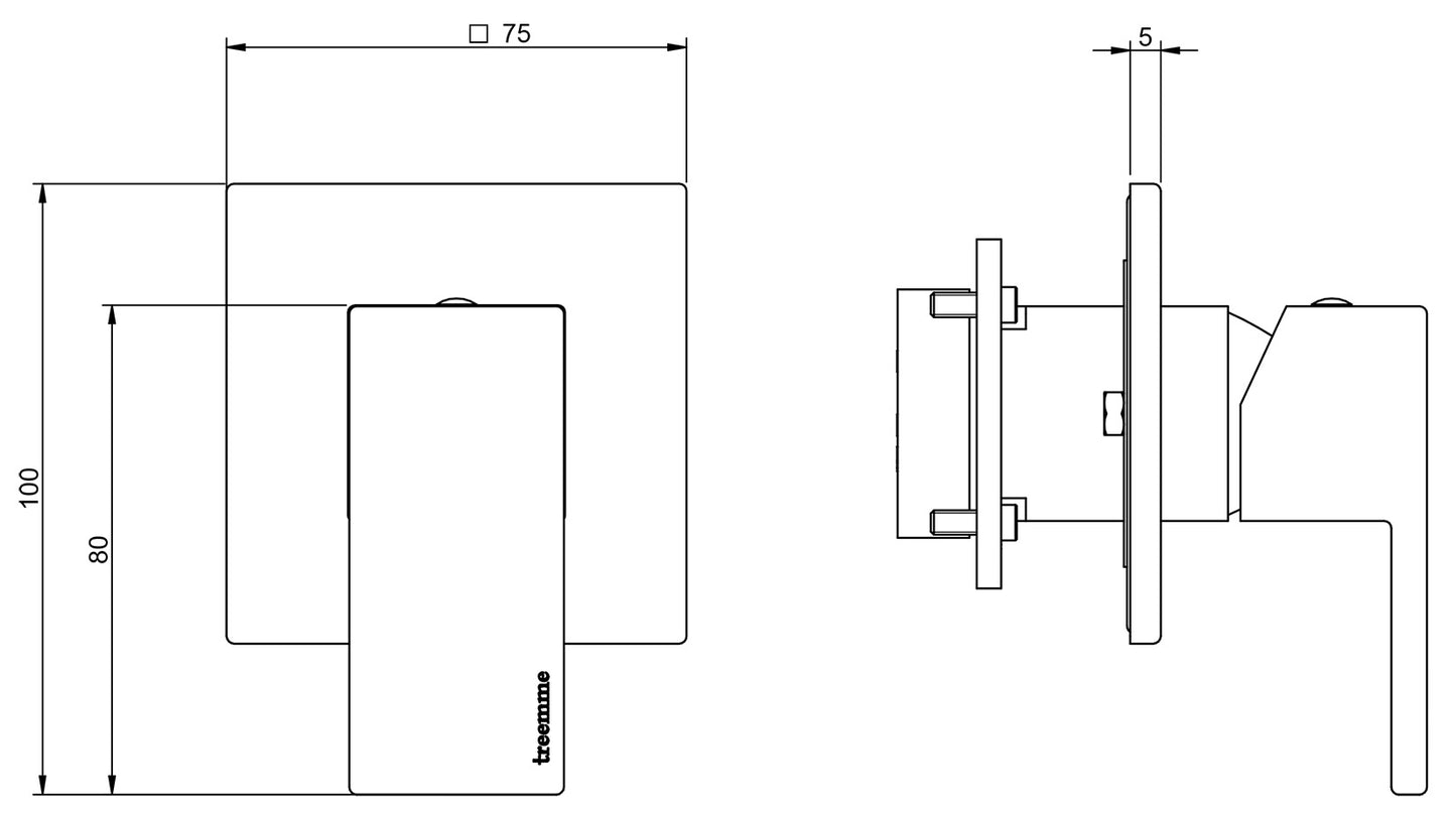 Rubinetterie Treemme Q30 Miscelatore Monocomando Doccia Incasso Senza Piastra Materiale Ottone Finitura Cromata