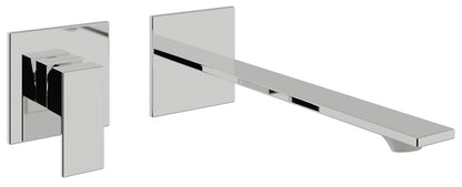 Rubinetterie Treemme Q30 Rubinetto Lavabo 220 Incasso Muro Senza Piastra Monocomando 1 Leva Parte Interna Esterna 2 Fori Materiale Ottone Finitura Cromato Stile Moderno Lunghezza 250 mm