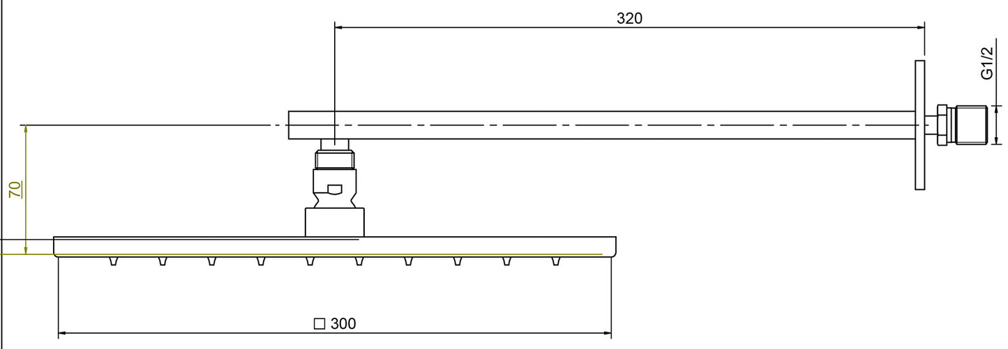 Rubinetterie Treemme Q30 Soffione Doccia A Parete Quadro In Metallo 300x300 mm Anticalcare Con Braccio Doccia 320 mm Materiale Ottone Finitura Cromata