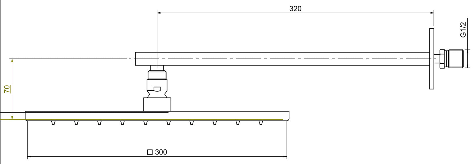 Rubinetterie Treemme Q30 Soffione Doccia A Parete Quadro In Metallo 300x300 mm Anticalcare Con Braccio Doccia 320 mm Materiale Ottone Finitura Cromata