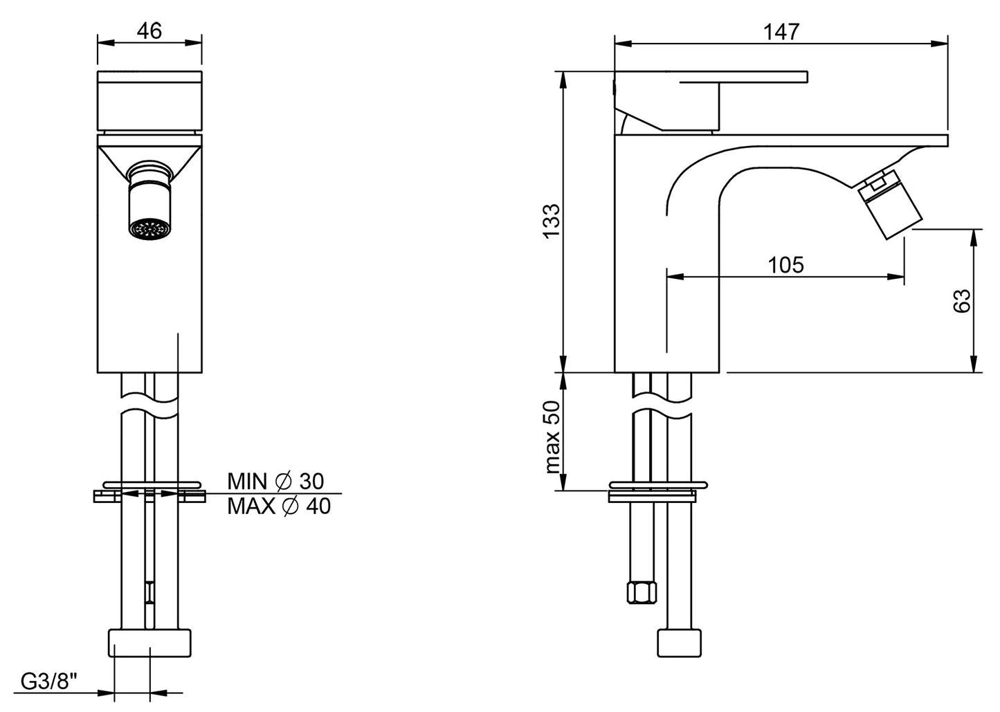 Miscelatore Monocomando Bidet Rubinetterie Treemme Ran Materiale Ottone Finitura Cromata