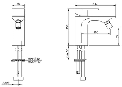 Miscelatore Monocomando Bidet Rubinetterie Treemme Ran Materiale Ottone Finitura Cromata