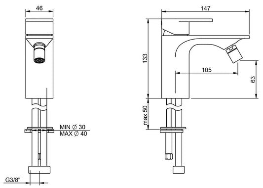 Miscelatore Monocomando Bidet Rubinetterie Treemme Ran Materiale Ottone Finitura Cromata