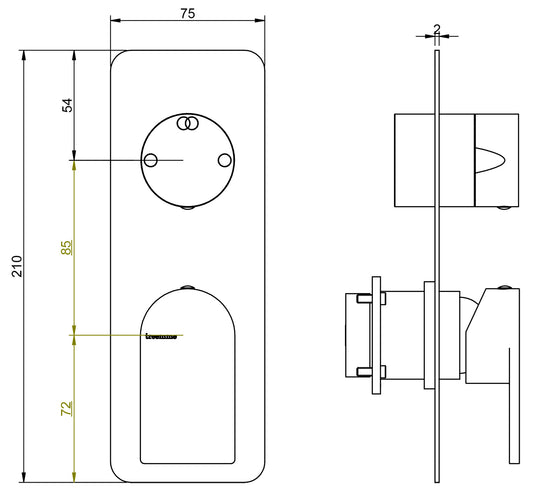 Miscelatore Monocomando Incasso Con Deviatore A 2 Uscite Rubinetterie Treemme Ran Materiale Ottone Finitura Cromata