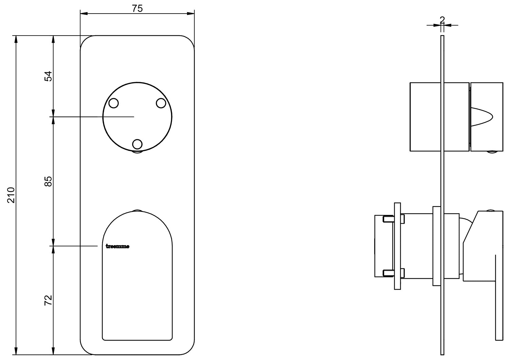 Miscelatore Monocomando Incasso Con Deviatore A 3 Uscite Rubinetterie Treemme Ran Materiale Ottone Finitura Cromata