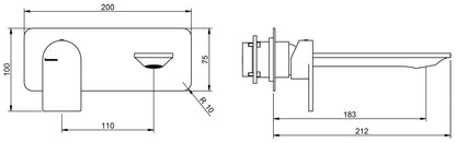Rubinetterie Treemme Ran RWIT 22A7 CC 01 + RWIT 51A5 ZZ 01 Miscelatore Monocomando Lavabo Incasso 182 Parete Materiale Ottone Finitura Cromata