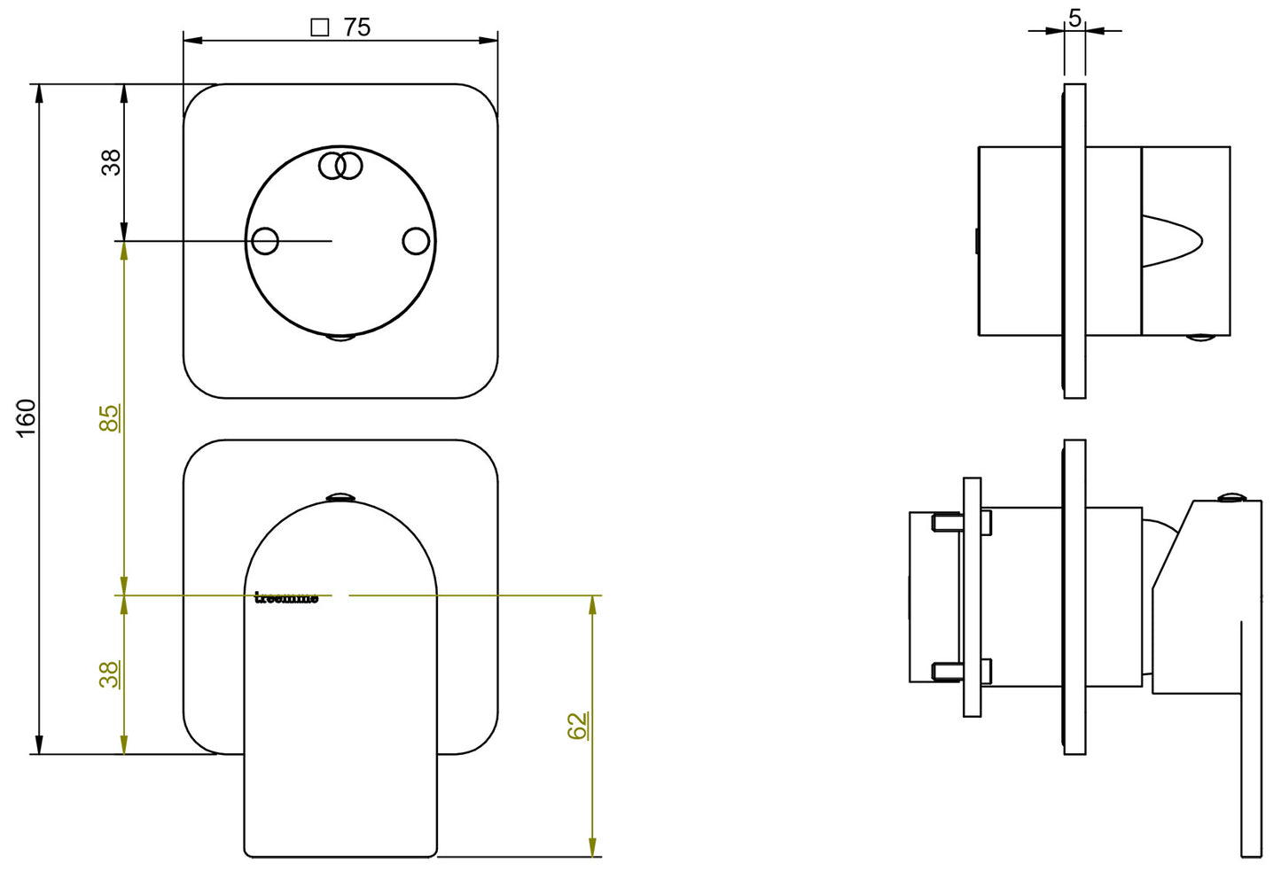 Miscelatore Monocomando Incasso Con Deviatore A 2 Uscite Senza Piastra Rubinetterie Treemme Ran Materiale Ottone Finitura Cromata