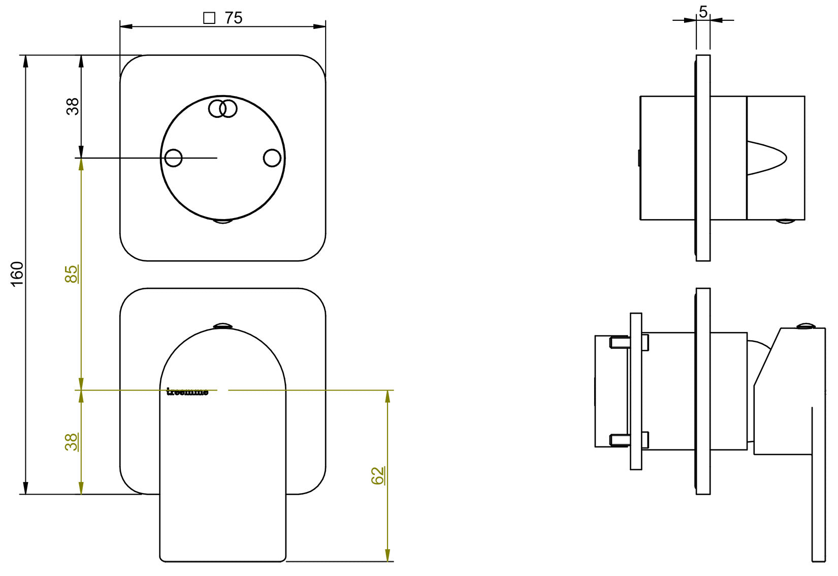 Miscelatore Monocomando Incasso Con Deviatore A 2 Uscite Senza Piastra Rubinetterie Treemme Ran Materiale Ottone Finitura Cromata