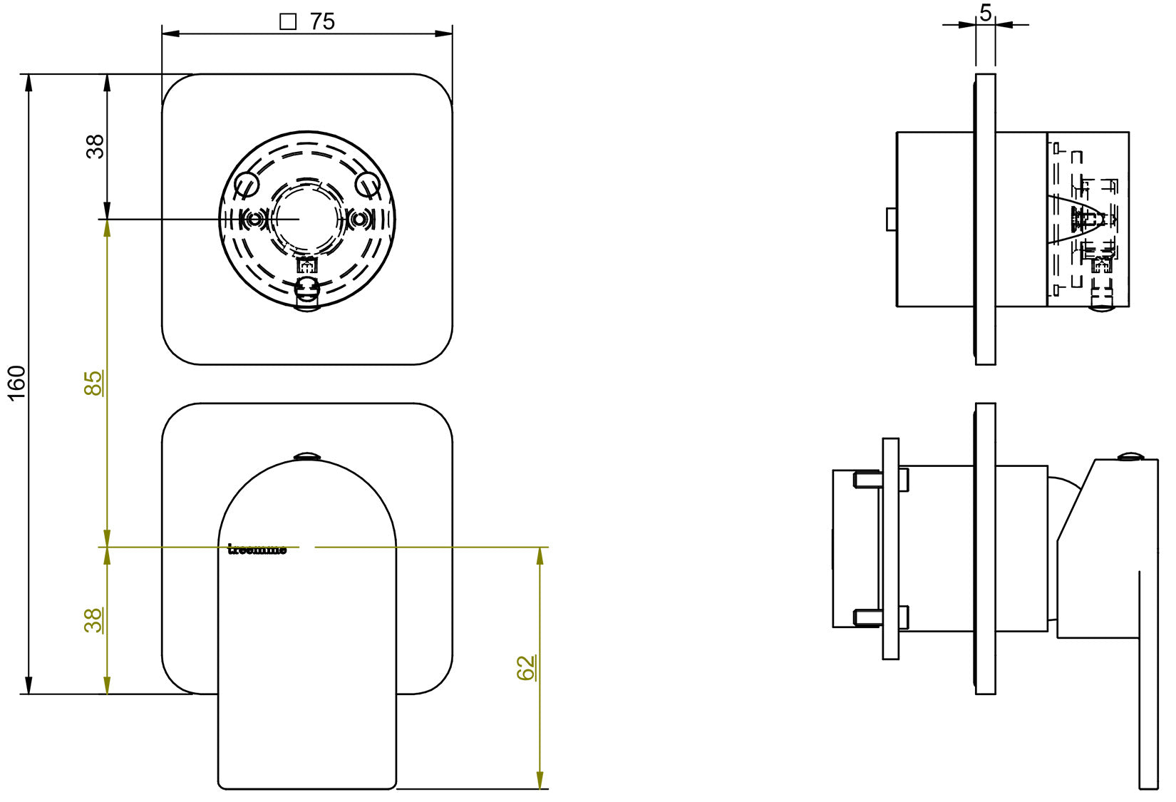 Miscelatore Monocomando Incasso Con Deviatore A 3 Uscite Senza Piastra Rubinetterie Treemme Ran Materiale Ottone Finitura Cromata
