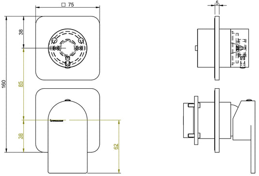 Miscelatore Monocomando Incasso Con Deviatore A 3 Uscite Senza Piastra Rubinetterie Treemme Ran Materiale Ottone Finitura Cromata