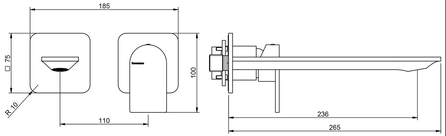 Rubinetterie Treemme Ran RWIT 22C6 CC 01 + RWIT 51A5 ZZ 01 Miscelatore Monocomando Lavabo Incasso 236 Senza Piastra Materiale Ottone Finitura Cromata Mix Destra Bocca Sinistra