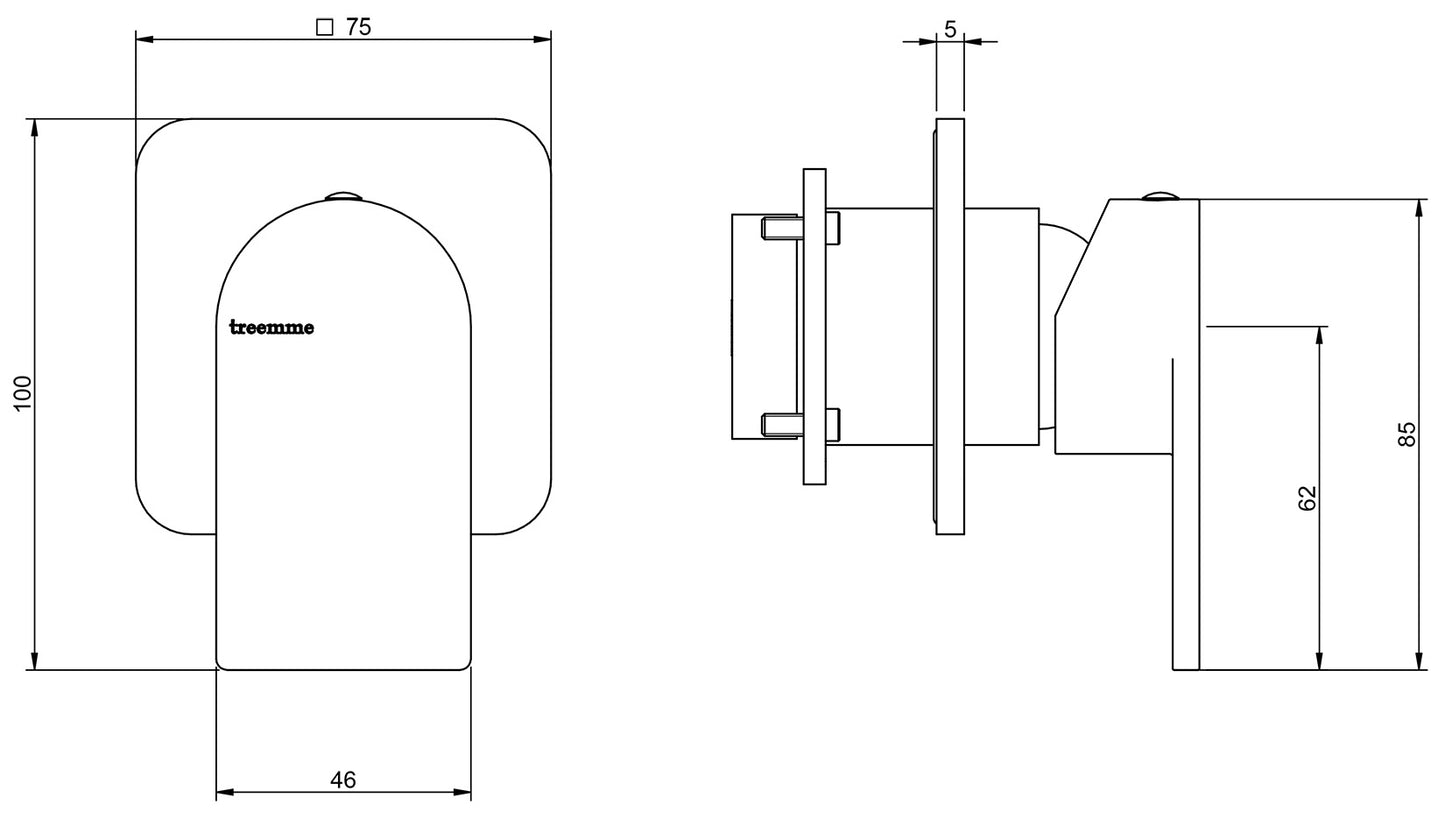 Rubinetterie Treemme Ran RWIT 22C8 CC 01 + RWIT 51A8 ZZ 03 Miscelatore Monocomando Doccia Incasso Materiale Ottone Finitura Cromata