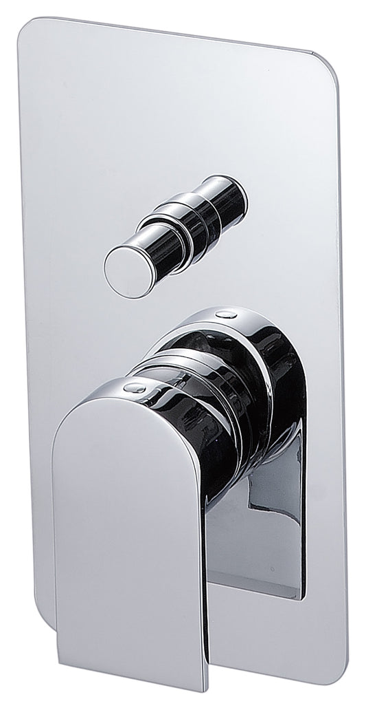 Rubinetterie Treemme Ran Miscelatore Vasca / Doccia Incasso A Muro Parte Interna e Esterna Inclusa Miscelazione Meccanica Materiale Ottone Finitura Cromata 2 Fori Con Deviatore 2 Vie Monocomando 1 Leva Stile Moderno Con Piastra