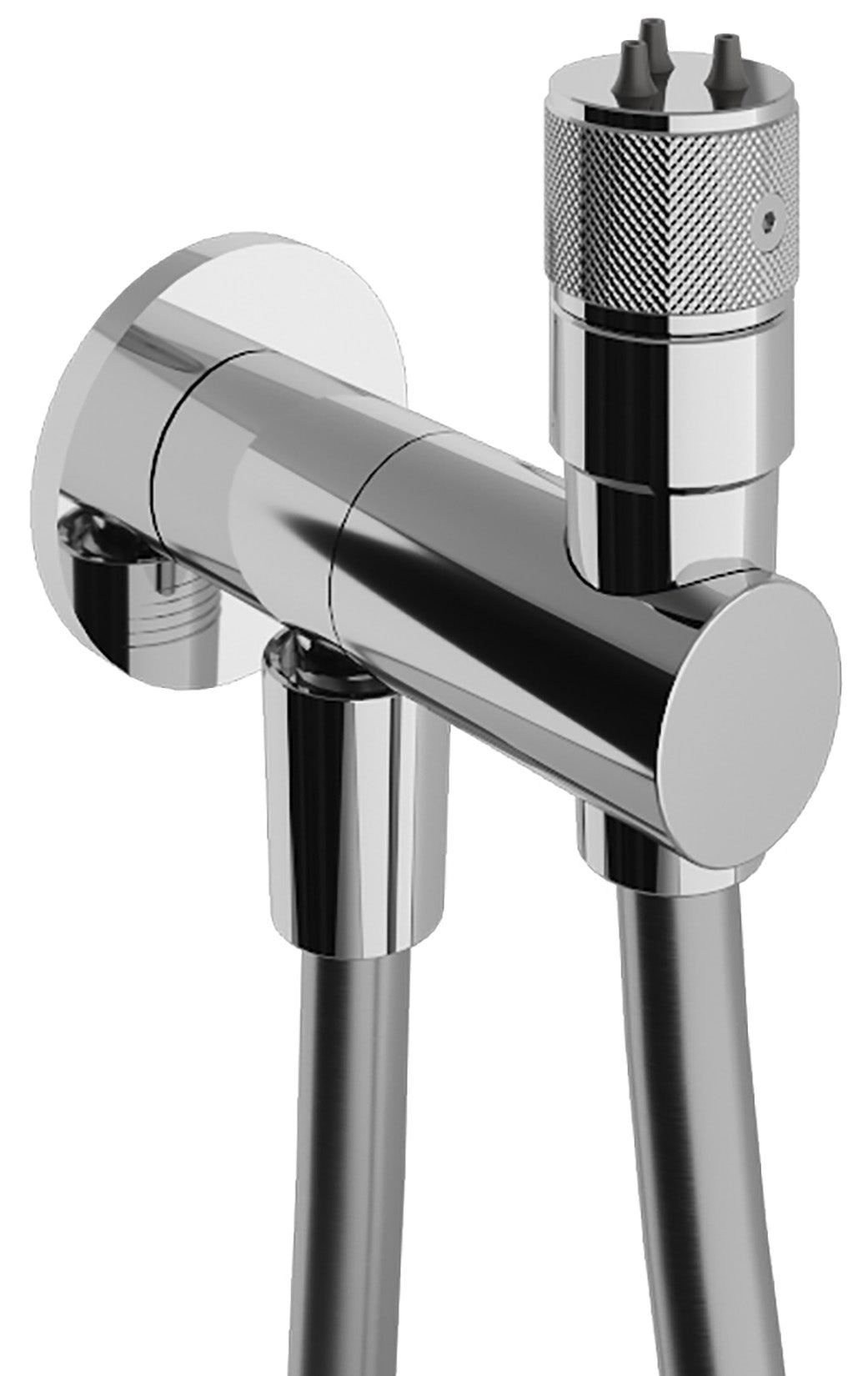 Rubinetterie Treemme Ran Idroscopino Per WC Con Doccetta Stilo Rotonda in Metallo Per WC Flessibile in PVC 1 Metro Materiale Ottone Finitura Cromato