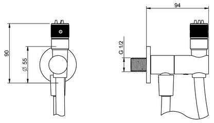 Rubinetterie Treemme Ran Idroscopino Per WC Con Doccetta Stilo Rotonda in Metallo Per WC Flessibile in PVC 1 Metro Materiale Ottone Finitura Cromato