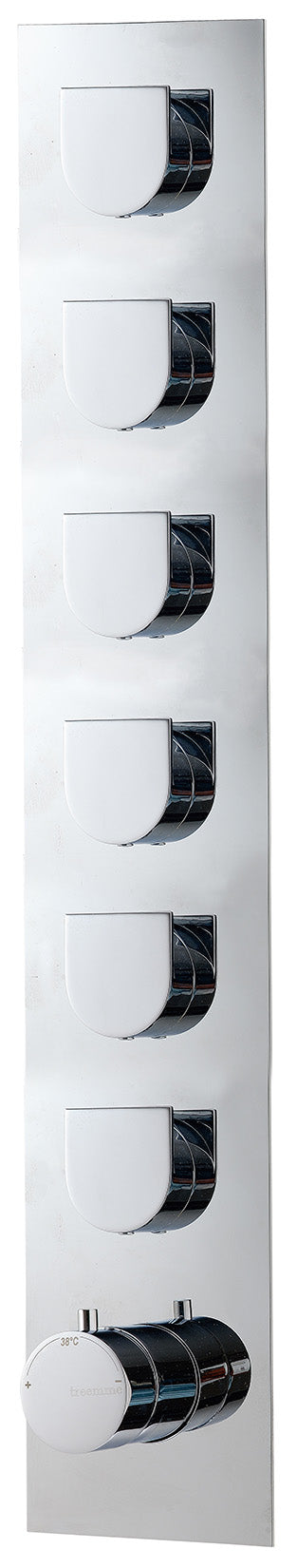 Rubinetterie Treemme Ran Miscelatore Doccia Termostatico Incasso A Muro 6 Uscite Parte Interna e Esterna Inclusa Materiale Ottone Finitura Cromata 7 Fori Monocomando 1 Leva Stile Moderno Con Piastra