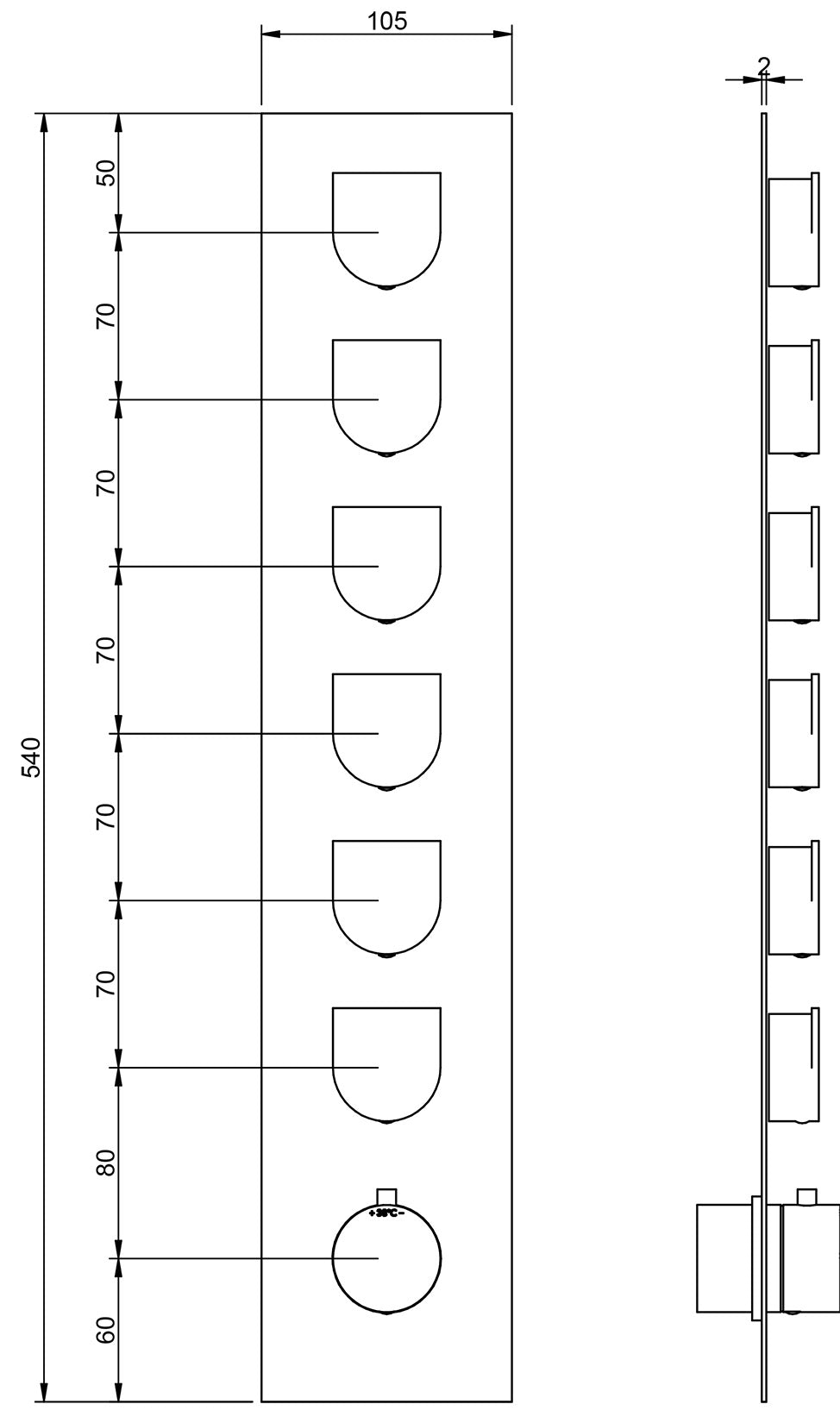 Rubinetterie Treemme Ran Miscelatore Doccia Termostatico Incasso A Muro 6 Uscite Parte Interna e Esterna Inclusa Materiale Ottone Finitura Cromata 7 Fori Monocomando 1 Leva Stile Moderno Con Piastra