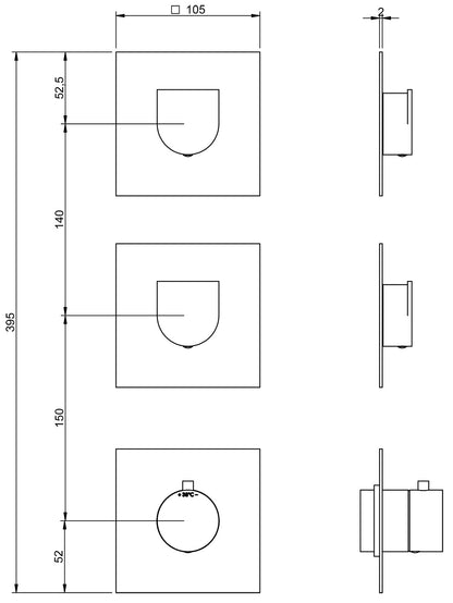 Miscelatore Termostatico Incasso Con Deviatore A 2 Uscite Rubinetterie Treemme Ran Materiale Ottone Finitura Cromata