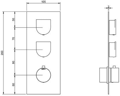 Miscelatore Termostatico Incasso A 2 Uscite Rubinetterie Treemme Ran Materiale Ottone Finitura Cromata