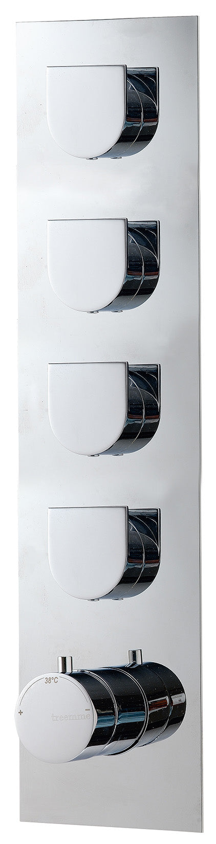 Rubinetterie Treemme Ran Miscelatore Doccia Termostatico Incasso A Muro 4 Uscite Parte Interna e Esterna Inclusa Materiale Ottone Finitura Cromata 5 Fori Monocomando 1 Leva Stile Moderno Con Piastra