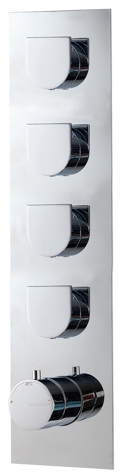 Rubinetterie Treemme Ran Miscelatore Doccia Termostatico Incasso A Muro 4 Uscite Parte Interna e Esterna Inclusa Materiale Ottone Finitura Cromata 5 Fori Monocomando 1 Leva Stile Moderno Con Piastra