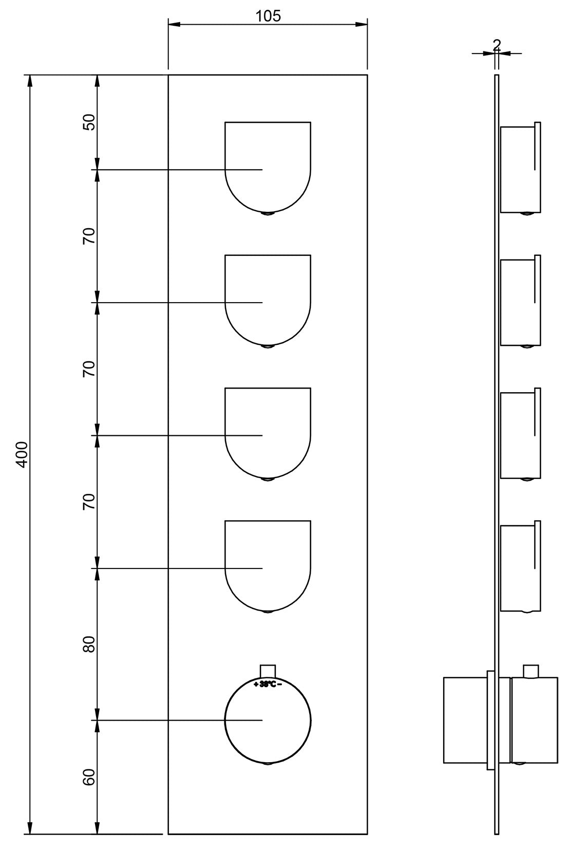 Rubinetterie Treemme Ran Miscelatore Doccia Termostatico Incasso A Muro 4 Uscite Parte Interna e Esterna Inclusa Materiale Ottone Finitura Cromata 5 Fori Monocomando 1 Leva Stile Moderno Con Piastra