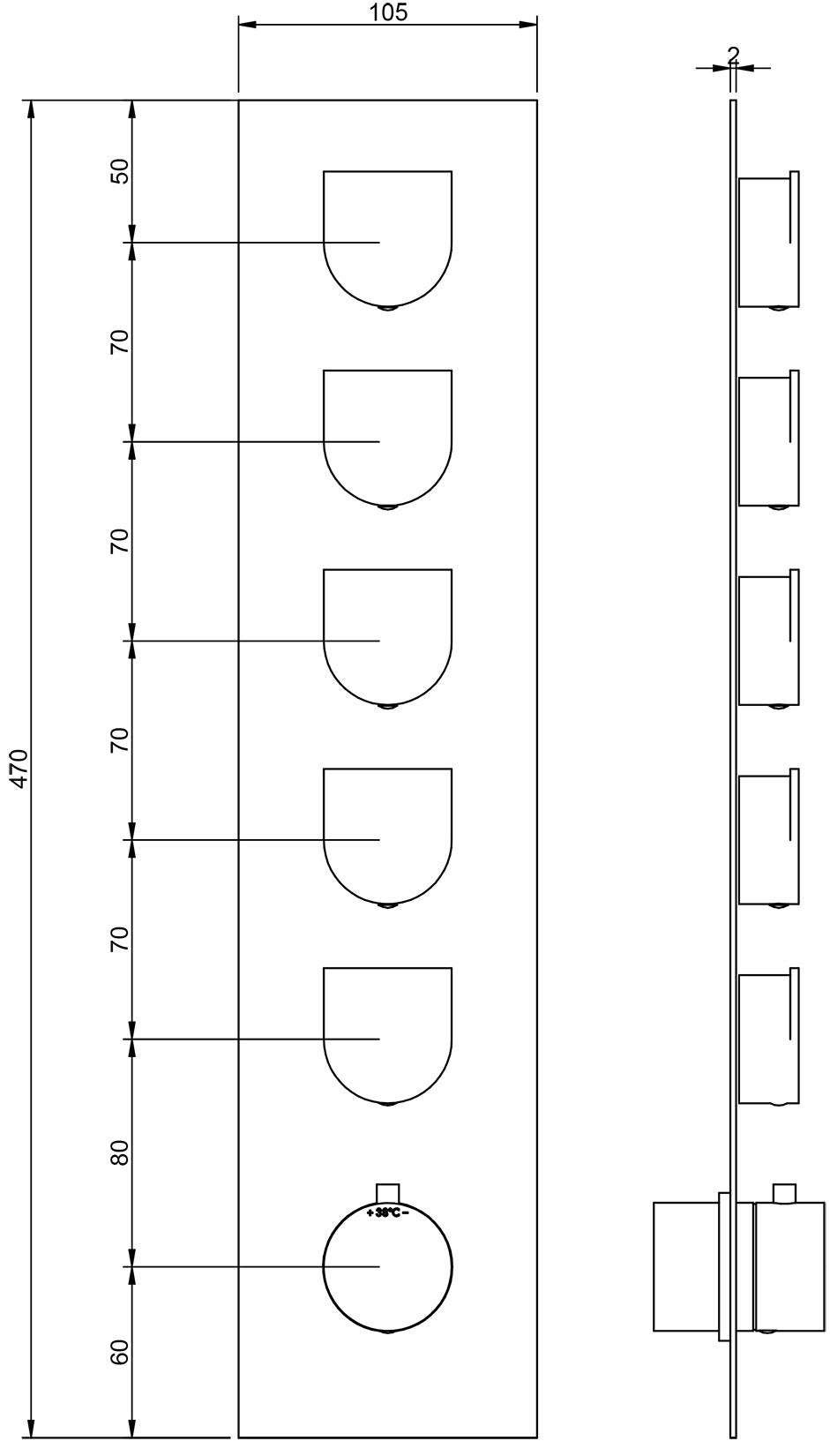 Rubinetterie Treemme Ran Miscelatore Doccia Termostatico Incasso A Muro 5 Uscite Parte Interna e Esterna Inclusa Materiale Ottone Finitura Cromata 6 Fori Monocomando 1 Leva Stile Moderno Con Piastra