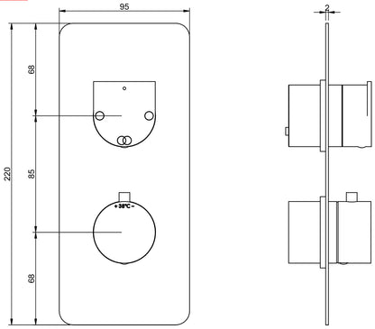 Miscelatore Termostatico Incasso Con Deviatore A 2 Uscite Rubinetterie Treemme Ran Materiale Ottone Finitura Cromata