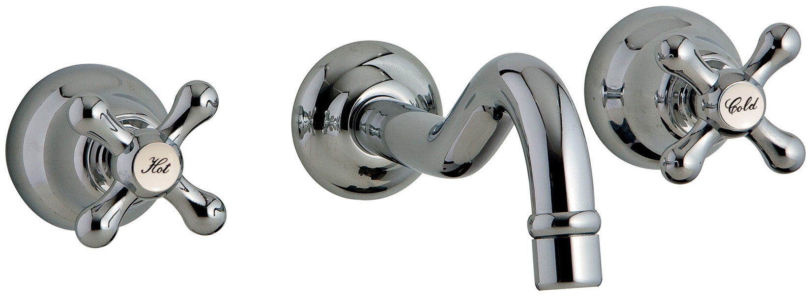 Rubinetterie Treemme 3M ROMANTICA RWIT 3652 CC 50 + RWIT 3A60 ZZ 02 Miscelatore Gruppo Lavabo Incasso A Muro 210 mm 3 Fori Materiale Ottone Finitura Cromata