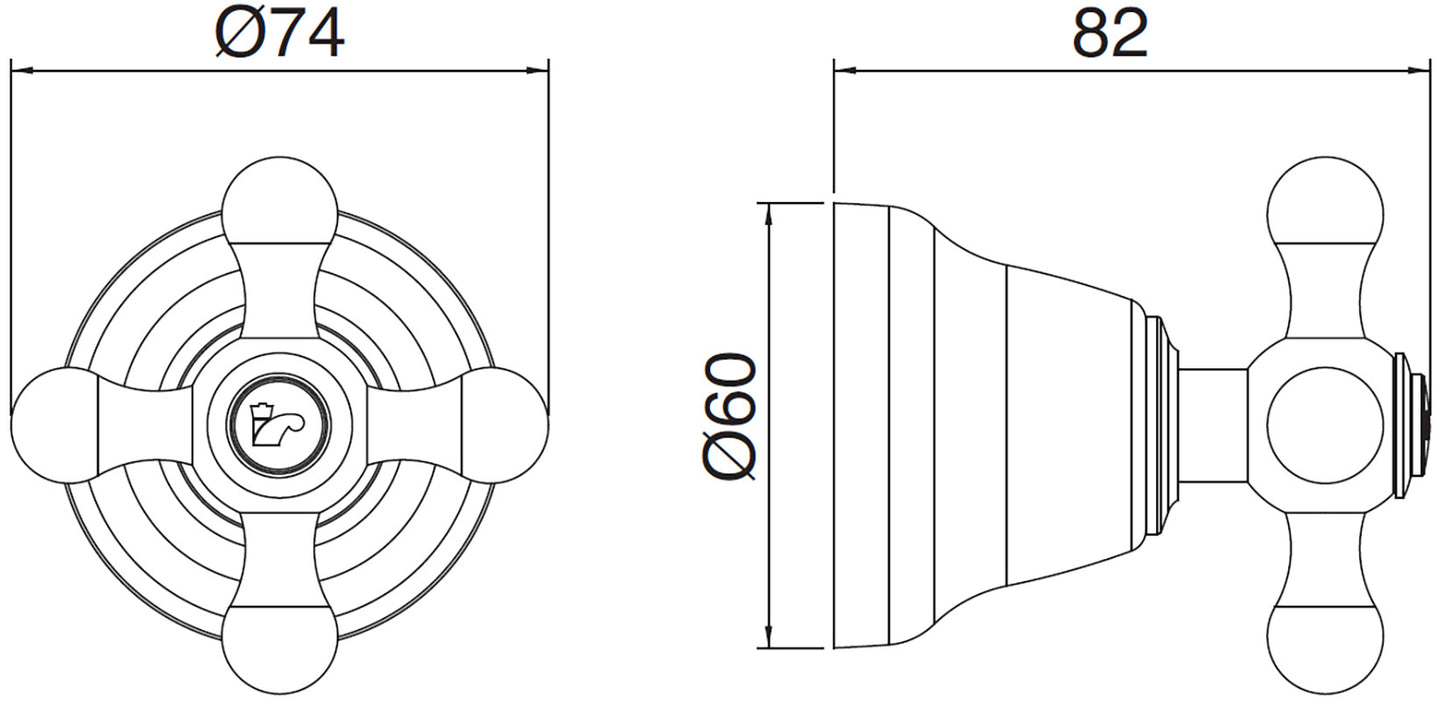 Rubinetterie Treemme 3M ROMANTICA RWIT 3662 CC 02 + RWIT 4462 ZZ 72 Rubinetto D'Arresto Deviatore Incasso 2 Uscite Materiale Ottone Finitura Cromata