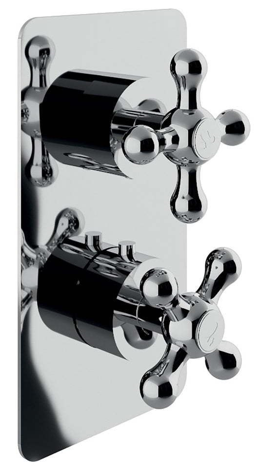 Rubinetterie Treemme 3M ROMANTICA RWIT 8A72 CC 51 + RWIT 8A46 ZZ 20 Miscelatore Doccia Termostatico Incasso Con Deviatore A 3 Uscite Materiale Ottone Finitura Cromata