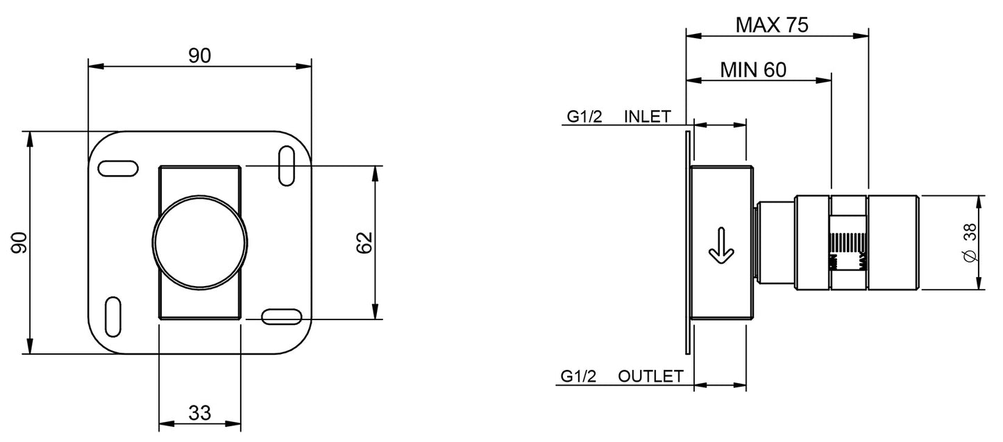 Rubinetterie Treemme Line Rubinetto D'Arresto 1/2" Materiale Ottone Finitura Cromata