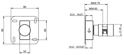 Rubinetterie Treemme X-CHANGE XR Rubinetto D'Arresto 1/2” Materiale Ottone Finitura Cromata