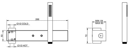 Rubinetterie Treemme 3M 5MM RWIT 2805 IS 12 Miscelatore Monocomando Vasca / Doccia Incasso A Parete 1 Leva 4 Fori Con Piastra e Doccetta In Inox Stile Moderno Materiale Acciaio INOX Finitura Acciaio Spazzolato Parte Interna Incasso Esterna Incluse