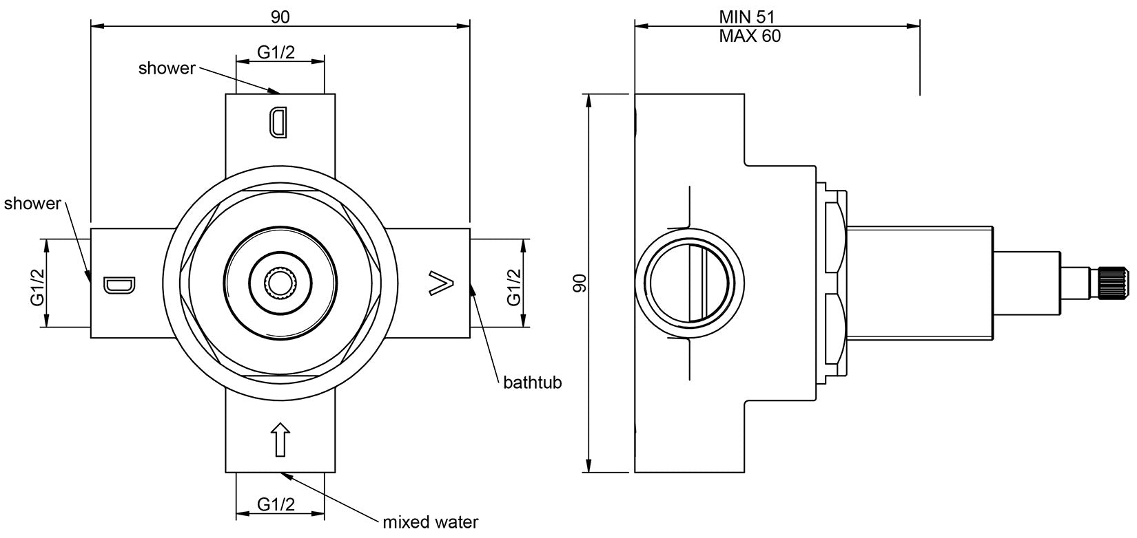 Rubinetterie Treemme 3M OLD ITALY RWIT 4462 CC 40 + RWIT 4465 ZZ 72 Rubinetto D'Arresto Deviatore Incasso 3 Uscite Materiale Ottone Finitura Cromata
