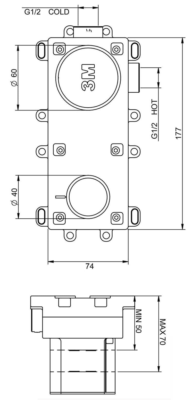Rubinetterie Treemme 3M UP+ RWIT 6BB2 CC BC + RWIT 51A5 ZZ 01 Miscelatore Monocomando Lavabo Incasso 97 Installazione Parete 1 Leva 2 Fori Meccanico Moderno Con Piastra Posizione Verticale Lunghezza 106 mm Ottone Cromata Parte Interna Esterna Incluse