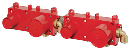 Rubinetterie Treemme 3M Ios RWIT 2AD7 CC 01 + RWIT 51D7 ZZ 12 Miscelatore Vasca / Doccia Incasso Muro Monocomando Meccanico Parte Interna Esterna Inclusa 4 Fori Con Piastra Ottone Cromata 2 Leve Manopole Stile Moderno Doccetta Metallo Flessibile PVC