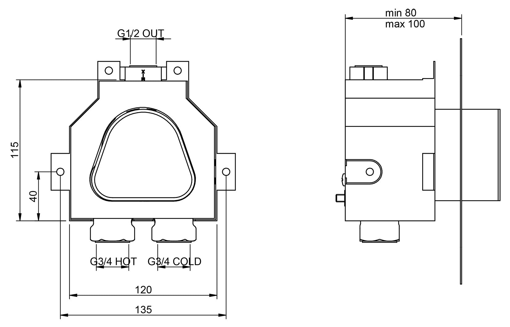 Rubinetterie Treemme Showers & Thermostatics Miscelatore Doccia Termostatico Incasso A Muro Parte Interna Esterna Materiale Ottone Finitura Cromata Monoforo 1 Foro 1 Via Monocomando 1 Leva Stile Moderno Forma Tonda Con Piastra